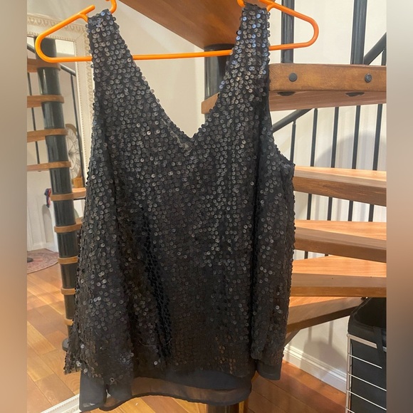 Eyeshadow Tops - Eyeshadow Black Sequin Sleeveless Blouse